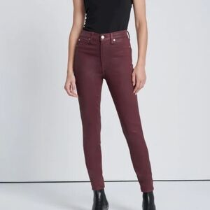 7 For All Mankind High Waist Skinny Coated Ruby Rust Burgundy Jeans